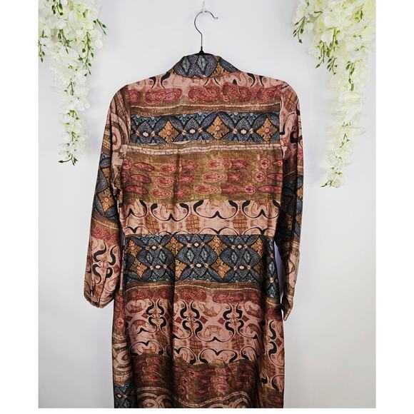 Soft Surroundings Boho Maxi Shirt Dress Duster Button Front Western Country PS - Picture 8 of 15